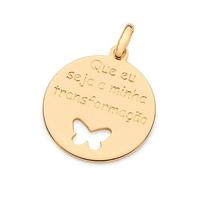 Pingente banhado ouro 3x 24k 18k e 22k feminino borboleta rommanel que eu seja a minha transformação 542658