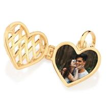 Pingente banhado ouro 3x 24k 18k e 22k feminino casal relicário com foto coração vazado rommanel 542618 Pingente banhado ouro 3x 24k 18k e 22k feminino casal relicário com foto coração vazado rommanel 542618
