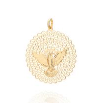 Pingente banhado ouro 3x 24k 18k e 22k feminino espírito santo rommanel redondo vazados 541526