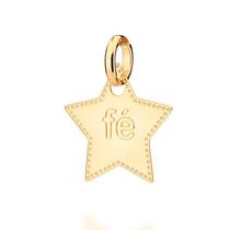 Pingente banhado ouro 3x 24k 18k e 22k feminino estrela escrito fé rommanel 542470 Pingente banhado ouro 3x 24k 18k e 22k feminino estrela escrito fé rommanel 542470