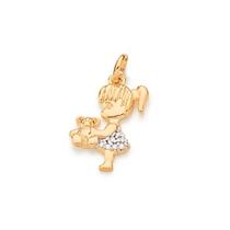 Pingente banhado ouro 3x 24k 18k e 22k feminino filha menina urso zircônia rommanel 542023