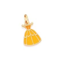 Pingente banhado ouro 3x 24k 18k e 22k feminino infantil rommanel disney princesa vestido bela amarelo 542822