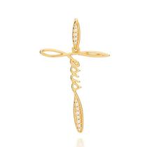 Pingente banhado ouro 3x 24k 18k e 22k feminino jesus com zircônias rommanel 542319