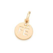 Pingente banhado ouro 3x 24k 18k e 22k feminino redondo fé vazado com zircônia rommanel 542136