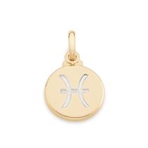 Pingente banhado ouro 3x 24k 18k e 22k feminino redondo signo de peixes rommanel 542201