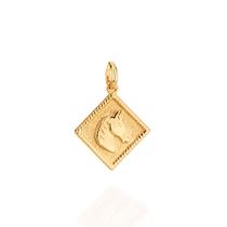 Pingente banhado ouro 3x 24k 18k e 22k masculino cavalo rommanel losango 541954