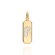 Pingente banhado ouro 3x 24k 18k e 22k masculino rommanel pé de bebê escrito pai em rhodium 542713 Pingente banhado ouro 3x 24k 18k e 22k masculino rommanel pé de bebê escrito pai em rhodium 542713
