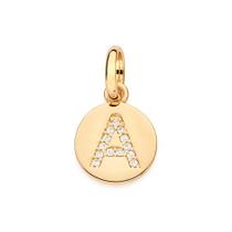 Pingente banhado ouro 3x 24k 18k e 22k unissex letra redondo cravejada zircônias rommanel 542722