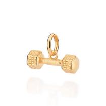 Pingente banhado ouro 3x 24k 18k e 22k unissex peso halter academia musculação rommanel 542772 Pingente banhado ouro 3x 24k 18k e 22k unissex peso halter academia musculação rommanel 542772