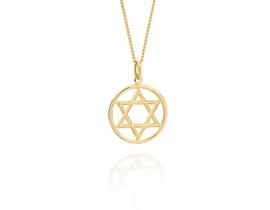 Pingente banhado ouro 3x 24k 18k e 22k unissex redondo vazado com estrela de davi rommanel 541998 Pingente banhado ouro 3x 24k 18k e 22k unissex redondo vazado com estrela de davi rommanel 541998