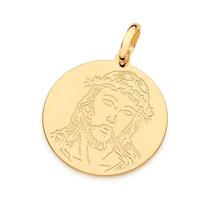 Pingente banhado ouro 3x 24k 18k e 22k unissex rommanel medalha jesus com frase ele é meu deus 542460