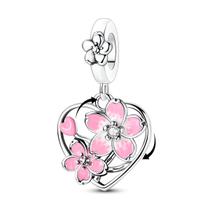 Pingente Berloque Charm Prata 925 - Amor Coração Flores Pingente Berloque Charm Prata 925 - Amor Coração Flores