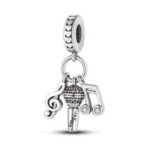 Pingente Berloque Charm Prata 925 - Música Microfone Nota Musical Clave de Sol