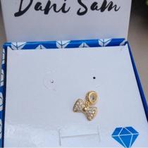 Pingente Berloque de Laço Cravejado Folheado a Ouro