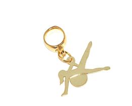 Pingente Berloque Fitness Pilates Academia Folheado Ouro 18k