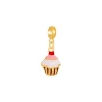 Pingente Berloque Folheado A Ouro 18K Cupcake Pingente Berloque Folheado A Ouro 18K Cupcake