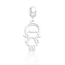 Pingente berloque menina 2 vazada prata 925