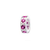 Pingente Berloque Mini Separador Zircônia Rosa Pink Prata 925