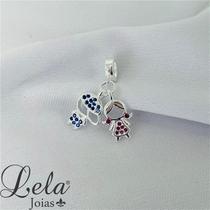 Pingente berloque prata 925 casal de filhos
