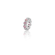 Pingente berloque separador 2,5mm zircônia rosa claro prata 925