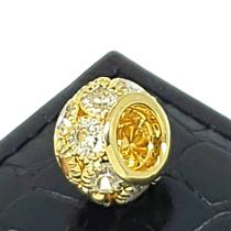 Pingente Berloque Tambor Cristais Banho De Ouro 18k 1969