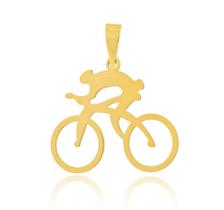Pingente Bicicleta Ciclista Em Ouro 18k