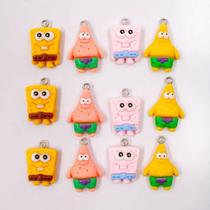 PINGENTE BOB ESPONJA E PATRICK 22MM EM RESINA com 10 PEÇAS