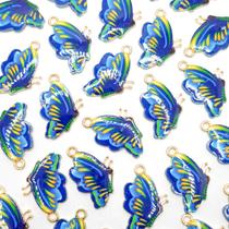 Pingente Borboleta Metal Azul 16x25mm 1pç 5g Colar Pulseira