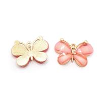 Pingente Borboleta Metal com Vidro Rosa Claro 22x29mm 10pçs 50g Colar Pulseira