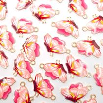 Pingente Borboleta Metal Rosa 16x25mm 10pçs 50g Colar Pulseira