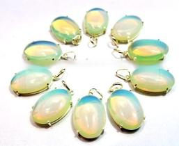 Pingente Cabochão de Pedra Lua Opalina em Prata 950 - Atacado