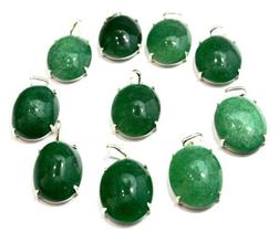 Pingente Cabochão de Pedra Quartzo Verde Natural com Montagem em Prata 950 Pingente Cabochão de Pedra Quartzo Verde Natural com Montagem em Prata 950