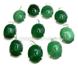 Pingente Cabochão de Quartzo Verde com Montagem em Prata 950 - 05 Unidades