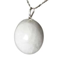 Pingente Cabochão Disco 25mm de Quartzo Leitoso Natural com Pino em Prata 950 - Atacado