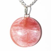 Pingente Cabochão Disco de Quartzo Cherry com Pino em Prata 950 - Atacado Pingente Cabochão Disco de Quartzo Cherry com Pino em Prata 950 - Atacado