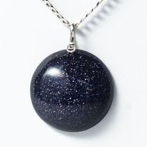 Pingente Cabochão Disco Pedra Estrela Azul com Pino e Presilha em Prata 950 - Atacado
