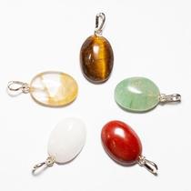 Pingente Cabochão Oval 20mm com Pedras Naturais Mistas em Prata 950 - Pacote com 5 Unidades