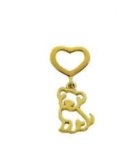 Pingente Cachorro Em Ouro 18k Com Passante De Coração Pingente Cachorro Em Ouro 18k Com Passante De Coração