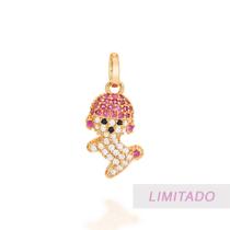 Pingente cachorro folheado a ouro com zirconias coloridas 542242