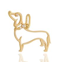 Pingente Cachorro Salsicha Dachshund Zircônias Ouro 18k Pingente Cachorro Salsicha Dachshund Zircônias Ouro 18k
