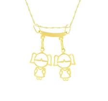 Pingente Canga Dois Filhos Duas Meninas Ouro 18K 750