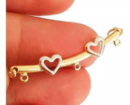 Pingente canga modelo coração para 3 pingentes em ouro amarelo e branco 18k 750