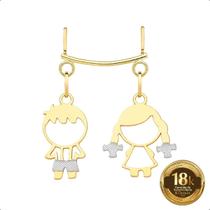 Pingente Canga Ouro 18k + 2 Pingentes Filhos Casal Pingente Canga Ouro 18k + 2 Pingentes Filhos Casal