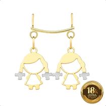 Pingente Canga Ouro 18k + 2 Pingentes Meninas Pingente Canga Ouro 18k + 2 Pingentes Meninas