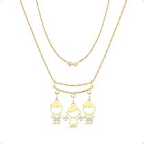 Pingente Canga Ouro 18k + 3 Pingentes Filhos (2meninos E 1 Menina)