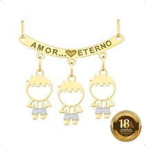 Pingente Canga Ouro 18k Amor + 3 Pingentes Meninos Pingente Canga Ouro 18k Amor + 3 Pingentes Meninos