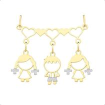 Pingente Canga Ouro 18k Corações + 3 Pingentes Filhos Pingente Canga Ouro 18k Corações + 3 Pingentes Filhos