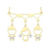 Pingente Canga Ouro 18k Corações + 3 Pingentes Filhos Pingente Canga Ouro 18k Corações + 3 Pingentes Filhos
