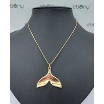 Pingente cauda de sereia grande banhado ouro 18k