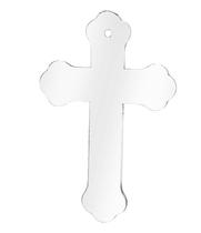 Pingente Chaveiro Acrílico Transparente Cruz com Furo 7,5cm para Artesanato, 3mm, 25 Unidades - OL